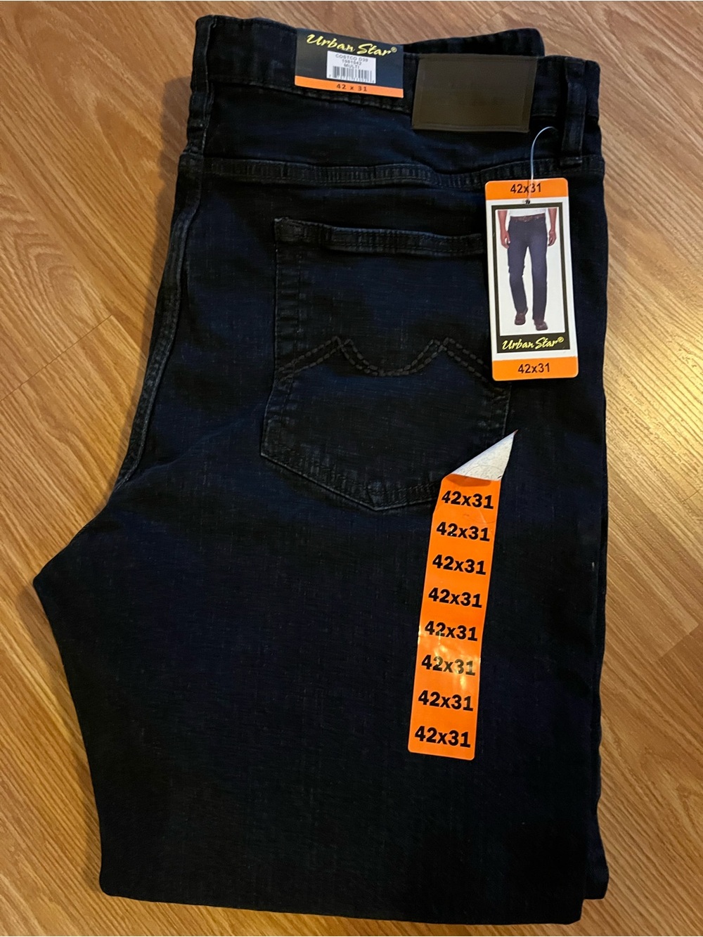Urban Star Men's Slim Straight Black Jeans